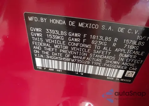 2015 Honda Fit Lx z USA, uszkodzony, nr VIN 3HGGK5H58FM735029